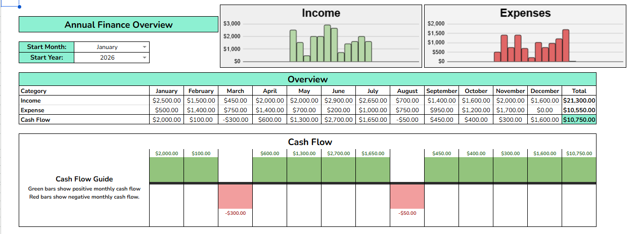 Annual finance overview